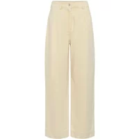 Beige wide-leg women's jeans with high waist and button closure by Soaked in Luxury.