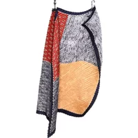 Multicolored woman foulard with red, orange, and blue patterns, featuring a textured fabric by 24 Colours.