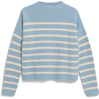 Blue and white striped sweater by ARMEDANGELS, long sleeves, crew neck, casual fit.