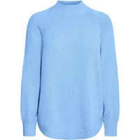 Blue b.Young Bymodeste women's sweater with long sleeves, ribbed cuffs, and a high crew neckline.