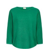 Green fransa FRSinja 1 sweater, long sleeves, round neckline, textured knit pattern.