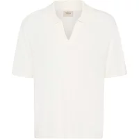White fransa Mary 11 women's sweater with short sleeves and a V-neck design.