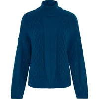 Blue Ichi IHMylle 6 women's sweater with cable knit pattern and high neck.