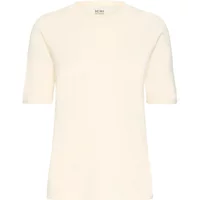 Cream Ichi Luls women's sweater, short sleeves, round neckline, simple design.