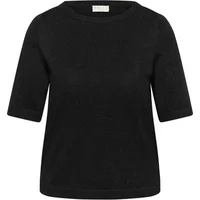 Black KAFFE Curve Regitta sweater with short sleeves and round neckline.