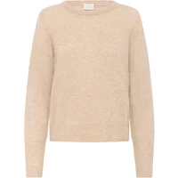 Beige Kaffe KACashie women's sweater with long sleeves and a round neckline.