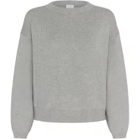Gray KAFFE Malina Knit sweater with a crew neck and relaxed fit, featuring ribbed cuffs and hem.