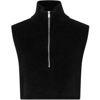 Black high-neck sweater vest by Moss Copenhagen with front zipper closure.