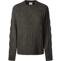 Gray cable-knit sweater by Pepe Jeans with ribbed cuffs and hem.