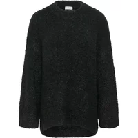 Black Soaked in Luxury SLBabbette sweater, long sleeves, crew neck, textured knit, slightly longer back hem.