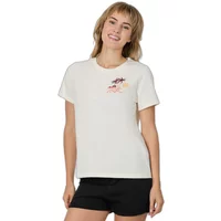 Cream Ragwear Adori T-shirt with floral embroidery on chest, short sleeves, and relaxed fit.