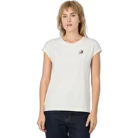 White Ragwear Diona T-shirt with floral embroidery on chest, short sleeves, and round neckline.