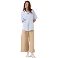Light blue button-up woman's shirt by Artlove with short sleeves and a relaxed fit.