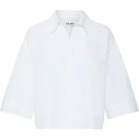White Ichi Luanne women's shirt with three-quarter sleeves and a classic collar.