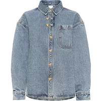 Denim Ichi Marima women's shirt with button-up front, chest pocket, and classic collar.