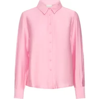Pink Ichi Wilma women's shirt with long sleeves, button-up front, and classic collar.