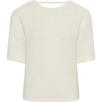Cream-colored women’s strappy jumper by Kaffe with short sleeves and a round neckline.