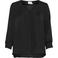 Black V-neck blouse by Kaffe with long sleeves and relaxed fit.