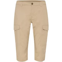 Beige women's 3/4 trousers CULTURE CUHalina with side pockets and button closure.