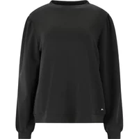 Black women's balloon sleeve sweatshirt with crew neck and relaxed fit by Athlecia Jillnana V2.