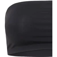 Black women's bandeau top by Ichi Accessories, smooth fabric with a seamless, strapless design.