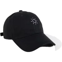 Black women's baseball cap by 24 Colours with sun embroidery on the front.