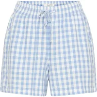 Blue and white checkered women's Bermuda shorts with drawstring waist by b.Young.