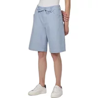 Light blue women's Bermuda shorts by Ragwear Flaria with a drawstring waist and knee-length cut.