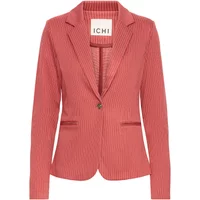 Coral pink Ichi Ruti women's blazer with notched lapels, single button closure, and two front pockets.