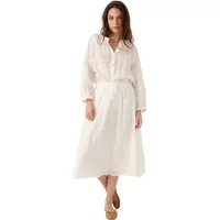 White Artlove Nayelle women's blouse with long sleeves, button-up front, and relaxed fit.