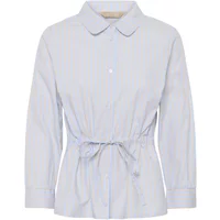 Light blue CULTURE CUElia women's blouse with a Peter Pan collar, button front, and waist tie detail.