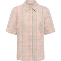 Plaid women's blouse CULTURE CUJada with short sleeves, button-up front, and classic collar in pastel colors.