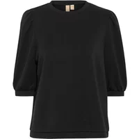 Black CULTURE Lida Chabrina women's blouse with puffed short sleeves and round neckline.