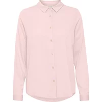 Light pink women's blouse fransa FRJustina 1 with long sleeves, button-down front, and classic collar.