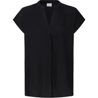Black women's blouse fransa Jett 2 with short sleeves, V-neck, and relaxed fit.