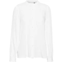 White Ichi IHGemano women's blouse with long sleeves and a button-up front.