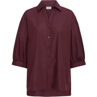 Maroon Ichi IHJalba women's blouse with three-quarter sleeves and button-up front.