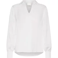 White women's blouse by Ichi with a V-neck, long sleeves, and a relaxed fit.