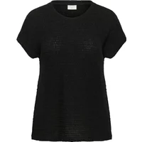 Black KAFFE Curve KCFelice women's blouse with short sleeves and a round neckline.
