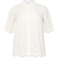 White KAFFE Curve blouse with scalloped hem and sleeves, featuring delicate eyelet embroidery.