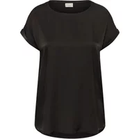 Black women's blouse KAFFE Curve Milia Wing, short sleeves, round neckline, loose fit.