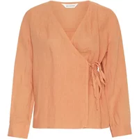 Peach wrap blouse with long sleeves and side tie detail by Moss Copenhagen.