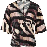 Black and pink striped women's blouse with V-neck and elbow-length sleeves by Soaked in Luxury Ciela.