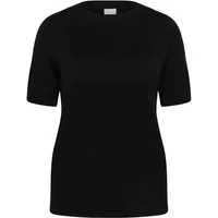 Black women's boat neck sweater with short sleeves by KAFFE Curve.