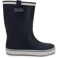 Black Women's Armor-Lux Matelot boots with white trim, side logo, and pull tab.