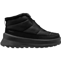 Black Helly Hansen Cora women's boots with quilted design, fur trim, and thick rubber sole.