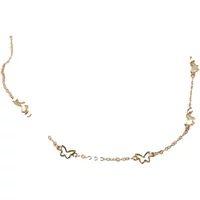 Gold anklet set with butterfly charms and delicate chain links.