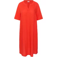 Red KAFFE Curve Mille women's caftan dress with short sleeves and V-neckline.