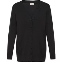 Black women's cardigan fransa Mary 2 with V-neck, button-up front, and ribbed cuffs.