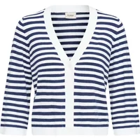 Navy and white striped women's cardigan with V-neck and three-quarter sleeves by fransa Mary 4.